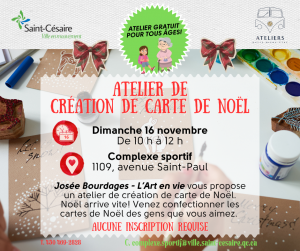 Atelier de création de carte de Noël @ Complexe sportif