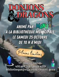 Jeu Donjons et Dragons @ Bibliothèque municipale