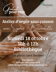 Atelier d'argile sans cuisson @ Bibliothèque municipale